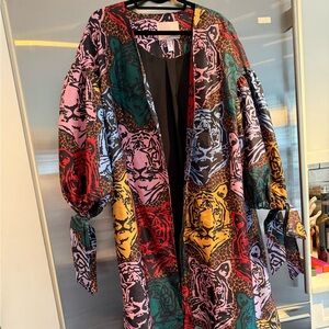 OS jacket with opera sleeve featuring multi-color lions Hutch from Anthropology